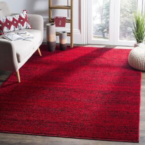 SAFAVIEH Adirondack Collection Area Rug - 8' Square, Red & Black, Modern Abstract Design, Non-Shedding & Easy Care, Ideal for High Traffic Areas in Living Room, Bedroom (ADR117F)
