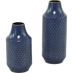 The Novogratz Metal Decorative Vase Centerpiece Vases with Handles, Set of 2 Flower Vases for Home Decoration 16", 12"H, Black