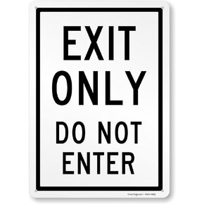 SmartSign "Exit Only Do Not Enter" Metal Sign, 14 x 10 inch, 40 mil Laminated Rustproof Aluminum, Black and White