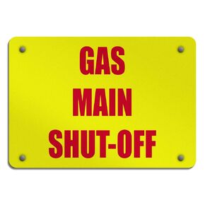 Aluminum Weatherproof Metal Sign Multiple Sizes Gas Main Shut Off Style 1 Hazard Emergency 10INx7IN Horizontal Street Signs One Sign