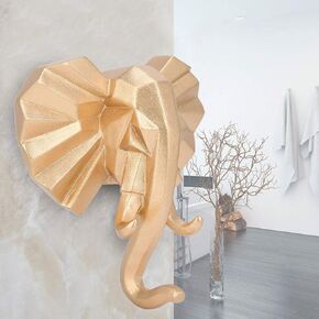 Yosoo Elephant Hook Wall Hanger, Gold Hook Unique Elephant Head Design, Coat Hat Hook European Style Animal Shaped Decorative Bathroom