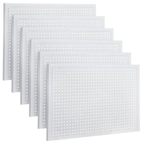 6 Pcs Metal Pegboard Panels, 48 x 48 Inch in Total White Pegboard Wall Organizer Combination Kit with Heart Pegboard Hooks for Garage Wall Kitchen Nursery Crafts Organization Storage