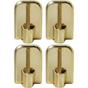 Self Adhesive Hooks Sash Rod Kitchen Curtains Set of 4 - Gold