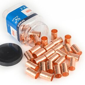 Pro 50 Pack EFIELD 1/2" X 1/2" Copper Coupling With Stop, LF Copper Plumbing Fittings with Sweat Solder Connection