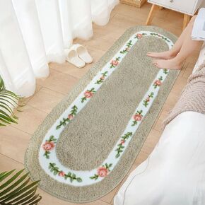 ABREEZE Rose Rug Bungalow Rose Area Rugs for Living Room Bedroom Non Slip Door Mat Rose Runner Rug Ultra Soft Washable Rug Absorbent Bath Rug Floor Mat Carpet Kitchen Mat 17.71x49.21 Inch Blue