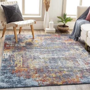 Livabliss Eira Modern Abstract Area Rug, 5'2" x 7', Blue/Orange