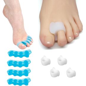 Toe Separators: Correcting Bunions and Restoring Toes to Their Original Shape (for Men and Women, Toe Spacers, Bunion Corrector) - (4+4)