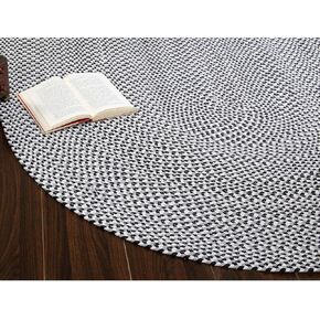 Super Area Rugs Tri-Color Cotton Farmhouse Braided Cotton Rug - Buffalo Check Black,White,Gray 2' X 3' Rectangle