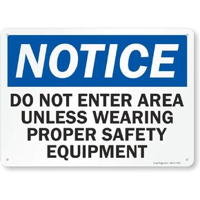 Smartsign S-2912-PL-14"Notice: Do Not Enter Area Unless Wearing PPE" Plastic Sign, 10" x 14", Black on Orange