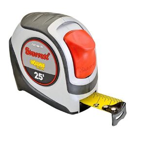 Starrett Exact Plus Retractable Imperial Pocket Tape Measure with Nylon Coating and Black Anodized Steel Belt Clip - 1.06" Width x 25' Length - KTXP106-25-N