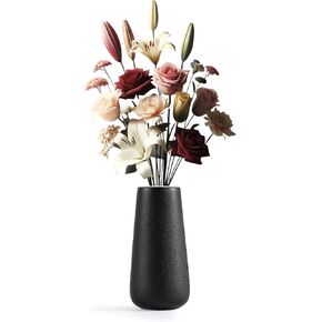Matte Black Ceramic Vase, 8 inches (20cm), Modern Home Decor Centrepieces, Classic Flowers Vase for Pampas Grass - Quality Handmade from Ceramic - Quality and Minimalist Design