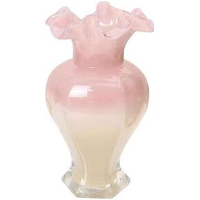 Hand-Blown Glass Vase, and Finishes Crafted Home and Event Decor for Family Living Room, Wedding Scene, Dining Table Center, Entrance Table top (Pink)