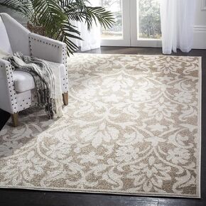 SAFAVIEH Amherst Collection Runner Rug - 2'3" x 7', Dark Grey & Beige, Floral Design, Non-Shedding & Easy Care, Ideal for High Traffic Areas in Living Room, Bedroom (AMT424R) in Kuwait