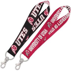 WinCraft NCAA University Utah Utes 1" Inch Lanyard Key Strap, Metal Ring, Red, Black, White, Black, Red, White