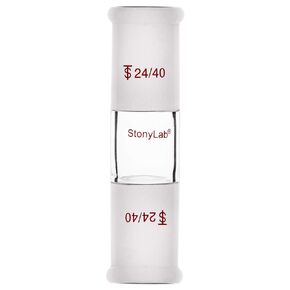 stonylab Glass Straight Connecting Adapter, Borosilicate Glass 30mm Between Two 24/40 Ground Outer Standard Taper Joints for Laboratory Lab Supply