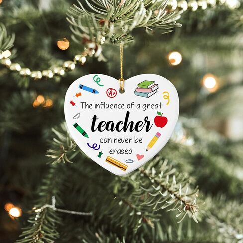Teacher Appreciation Gifts Ornament Keepsake Sign Heart Plaque Best Teacher Ever Gifts Birthday Christmas Thank You Gift for Teacher in Saudi Arabia