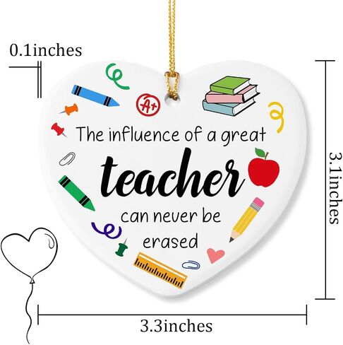 Teacher Appreciation Gifts Ornament Keepsake Sign Heart Plaque Best Teacher Ever Gifts Birthday Christmas Thank You Gift for Teacher in Saudi Arabia