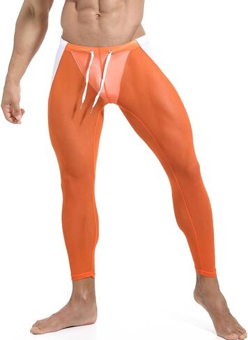Men Yoga Leggings Pants Mesh See Through Compression Tight Slim Fit Active Workout Trousers in Saudi Arabia