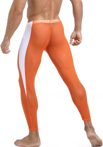Men Yoga Leggings Pants Mesh See Through Compression Tight Slim Fit Active Workout Trousers in Saudi Arabia