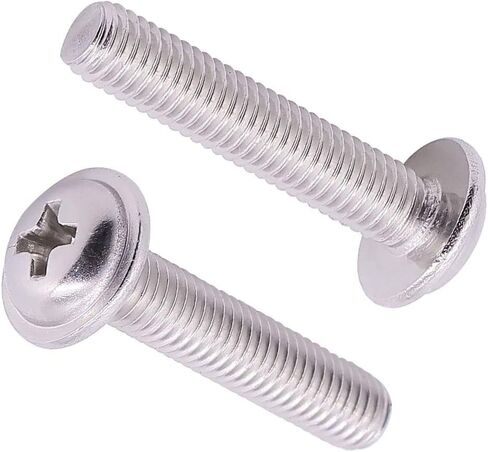 M3-0.5 x 6mm (100 pcs) Pan Washer Head Phillps Drive Machine Screws, Cross Recessed Machine Screws with Round Washer Head, 304 Stainless Steel 18/8, PWM Screws in Kuwait