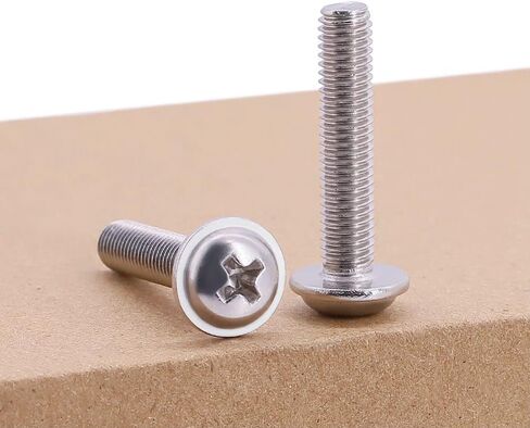 M3-0.5 x 6mm (100 pcs) Pan Washer Head Phillps Drive Machine Screws, Cross Recessed Machine Screws with Round Washer Head, 304 Stainless Steel 18/8, PWM Screws in Kuwait