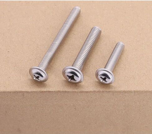 M3-0.5 x 6mm (100 pcs) Pan Washer Head Phillps Drive Machine Screws, Cross Recessed Machine Screws with Round Washer Head, 304 Stainless Steel 18/8, PWM Screws in Kuwait