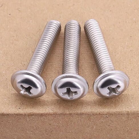 M3-0.5 x 6mm (100 pcs) Pan Washer Head Phillps Drive Machine Screws, Cross Recessed Machine Screws with Round Washer Head, 304 Stainless Steel 18/8, PWM Screws in Kuwait