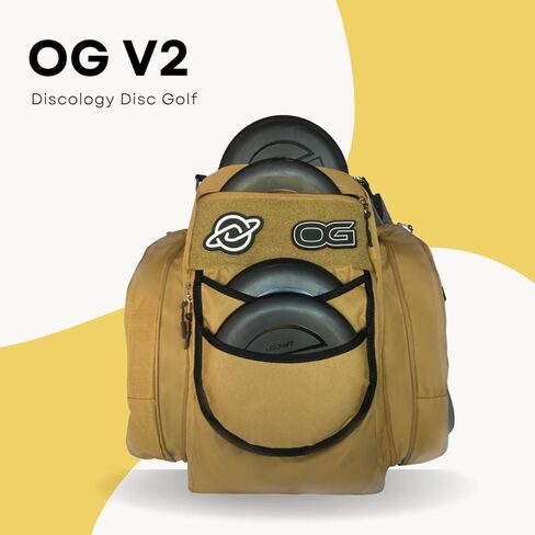 Discology Disc Golf OG V2 Disc Golf Bag | 26+ Disc Capacity | Premium Disc Golf Backpack Bag | Tough, Durable Design | 2 Large Top and Side Compartments | Top Patch Panel with Two Patchs Included in Saudi Arabia