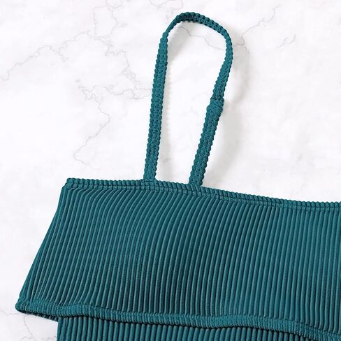 بدلة سباحة نسائية من Inadays قطعة واحدة مضلعة قطعة واحدة ملابس سباحة مقصوصة للتحكم في البطن in Kuwait