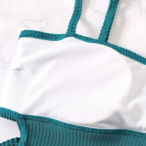 بدلة سباحة نسائية من Inadays قطعة واحدة مضلعة قطعة واحدة ملابس سباحة مقصوصة للتحكم في البطن in Kuwait