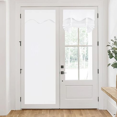 RYB HOME Blackout Door Curtain Self Adhesive Length Adjustable Glass Window Curtains for Bedroom Living Room Office French Door Front Door Tricia Door Sidelight Curtain, W 26 x L 69, Grey, 1 Panel in Saudi Arabia