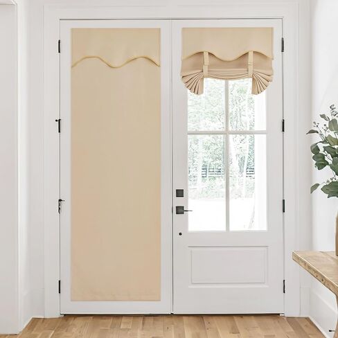 RYB HOME Blackout Door Curtain Self Adhesive Length Adjustable Glass Window Curtains for Bedroom Living Room Office French Door Front Door Tricia Door Sidelight Curtain, W 26 x L 69, Grey, 1 Panel in Saudi Arabia