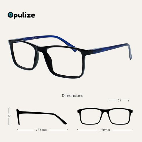 OPULIZE Ink Reading Glasses 3 Pack Large Rectangular Frame Black Grey Dark Red Spring Hinges Scratch Resistant Mens Womens RRR4-17Z +1.50 in Saudi Arabia