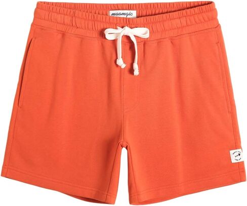 maamgic Mens Athletic Gym Shorts 5.5" Elastic Waist Casual Pajama Pocket Jogger Men Workout Short Pants Coral Orange Large in Saudi Arabia