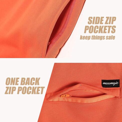 maamgic Mens Athletic Gym Shorts 5.5" Elastic Waist Casual Pajama Pocket Jogger Men Workout Short Pants Coral Orange Large in Saudi Arabia