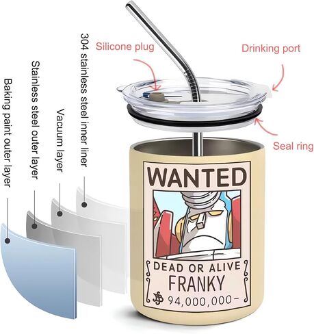 12 oz Vacuum Insulated Tumblers with Lid and Straw, Double-Walled Stainless Steel Coffee Mug for Office Home,Cute One Piece Manga Anime Gifts in Saudi Arabia