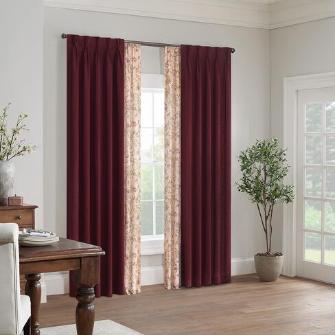 Waverly Serendipity 5 Pinch Pleat Light Filtering Rod Pocket Window Curtain for Living Room (1 Panel), 25 in x 84 in, White in Saudi Arabia