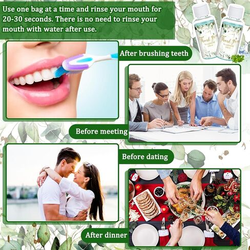 24 مجموعة من غسول الفم بحجم السفر لحفلات الزفاف الصغيرة، غسول الفم غير الكحولي، عبوات طازجة بالنعناع، ​​غسول الفم المحمول، زجاجات غسول الفم الفردية للهدايا، 1 أونصة لكل عبوة in Kuwait
