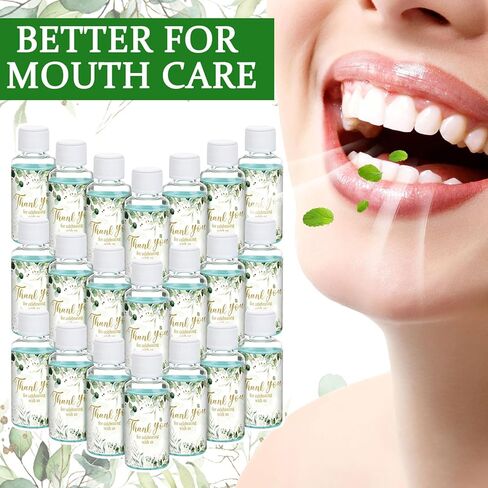 24 مجموعة من غسول الفم بحجم السفر لحفلات الزفاف الصغيرة، غسول الفم غير الكحولي، عبوات طازجة بالنعناع، ​​غسول الفم المحمول، زجاجات غسول الفم الفردية للهدايا، 1 أونصة لكل عبوة in Kuwait