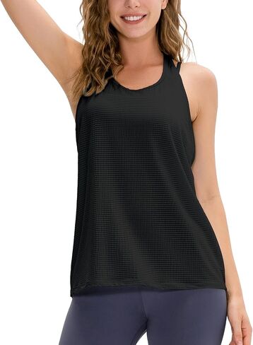 قمصان علوية للتمرين للسيدات فضفاضة ذات ظهر Racerback، قمصان يوجا خفيفة الوزن بدون ظهر in Kuwait
