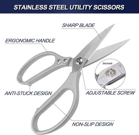 Leather Scissors, All metal Scissors, Heavy Duty Scissors Short Blades Effortless Cutting - Large Comfortable Shears for Crafting, Sewing Fabric, Leather, Cotton, Cloth in Saudi Arabia