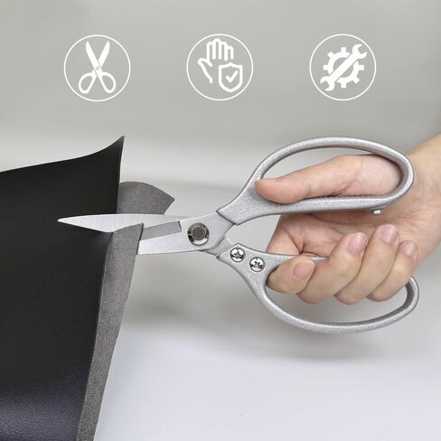 Leather Scissors, All metal Scissors, Heavy Duty Scissors Short Blades Effortless Cutting - Large Comfortable Shears for Crafting, Sewing Fabric, Leather, Cotton, Cloth in Saudi Arabia