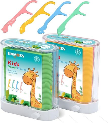 Kids Dental Flossers,2 Box 176 Count Floss Organize Dispenser,Automatic Pop-Up Make Children Flossing Fun,Encourage Flossing Habits,LIAMOSS Floss Picks Helps Fight Frog Teeth,Gum Health in Saudi Arabia