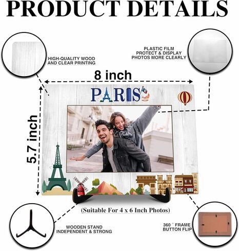 Dubai Pictures Frame, Wooden Desktop Photo Frame with Stand, Dubai Souvenirs For Woman Man, Dubai Family Vacation, Dubai Wedding Gifts, Farmhouse Home Living Room Bedroom Decoration -a62 in Saudi Arabia