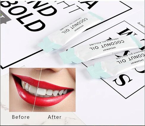 Organic Coconut Oil Pulling 15 Individual Packets Mint Mouthwash Ayurvedic Detox Teeth Whitening Oral Hygiene Healthy Gums Travel Packs in Saudi Arabia