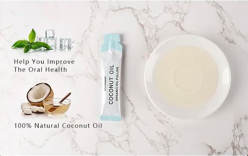 Organic Coconut Oil Pulling 15 Individual Packets Mint Mouthwash Ayurvedic Detox Teeth Whitening Oral Hygiene Healthy Gums Travel Packs in Saudi Arabia