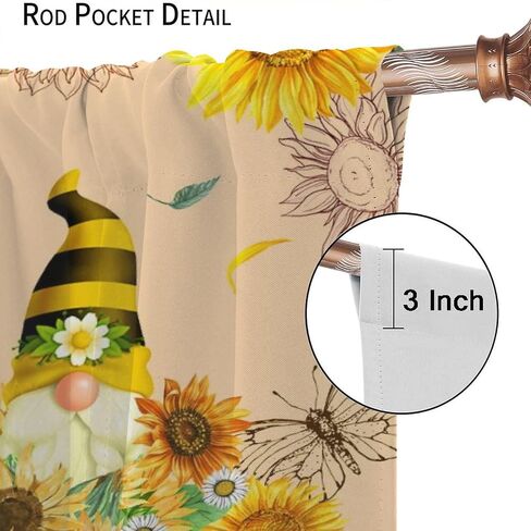 Sunflowers Blackout Window Curtains, Vintage Shabby Chic Floral Sunflower Room Darkening Rod Pocket Windows Door Curtain for Bedroom Living Room Home Decor 42x45in in Saudi Arabia