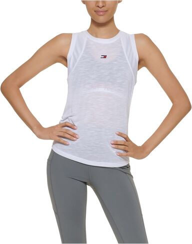 Tommy Hilfiger Sport Womens Tie-Back Mesh Tank Top White XS in Saudi Arabia