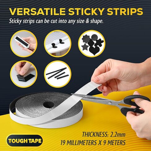شريط لاصق ذاتي متعدد الأغراض - مشابك ربط وحلقة قوية للغاية - أشرطة قوية صناعية مزدوجة الجوانب - شريط لاصق مدعوم لاحتياجات التثبيت in Kuwait
