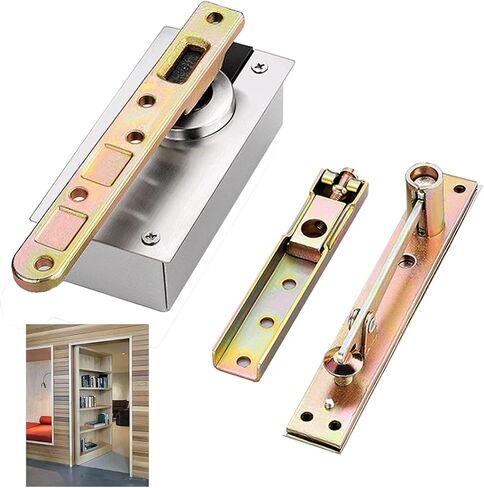 Door Pivot Hinges,Hidden Hinge Hardware for Heavy Duty Wood Doors & Hidden Door Bookcase & Secret Door,Maximum Load 880lb,360 Degree Rotation Center Mount or Side mounting in Saudi Arabia